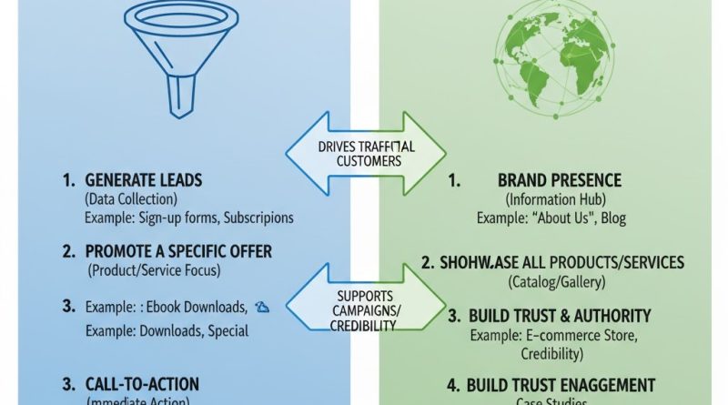 fungsi utama landing page dan website